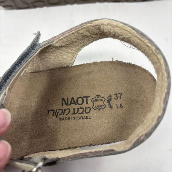 Naot Shoes Womens 37 (US 6) Silver Beverly Leather Hook and Loop Comfort Sandals - Picture 8 of 9